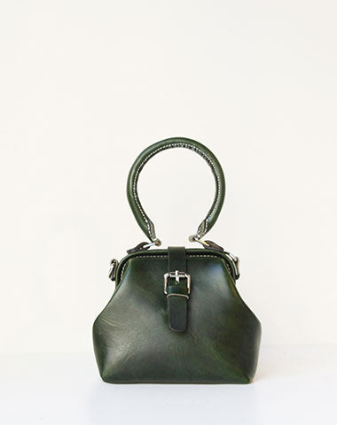 Handmade leather handbag Green doctor bag shoulder bag cossbody bag purse women - EverHandmade