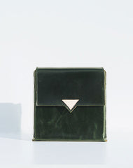 Handmade leather green square purse phone bag shoulder bag cossbody bag purse women