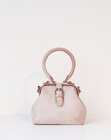 Handmade leather handbag Beige doctor bag shoulder bag cossbody bag purse women - EverHandmade