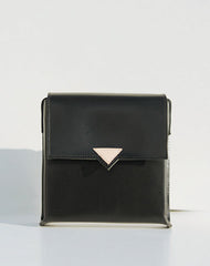Handmade leather black square purse phone bag shoulder bag cossbody bag purse women