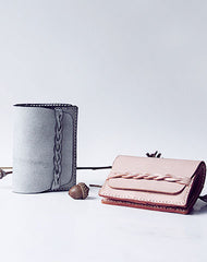Handmade leather braided personalized custom clutch purse billfold wallet purse clutch women