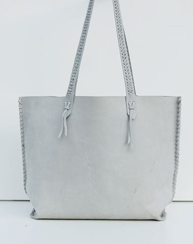 Handmade leather handbag gray tote bag shoulder bag shopper purse women - EverHandmade