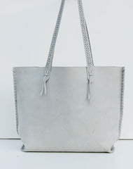 Handmade leather handbag gray tote bag shoulder bag shopper purse women - EverHandmade