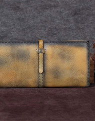 Genuine Leather Wallet Long Wallet Bifold Wallet Purse For Men Women - EverHandmade