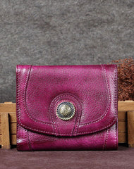 Genuine Leather Wallet Folded billfold Wallet Vintage Wallet Purse For Women Men