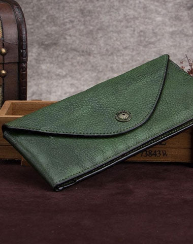 Genuine Leather Wallet Vintage Envelop Wallet Card Holder Purse Clutch For Women - EverHandmade