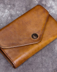 Genuine Leather Wallet Vintage billfold Wallet Bifold Wallet Purse For Men Women - EverHandmade