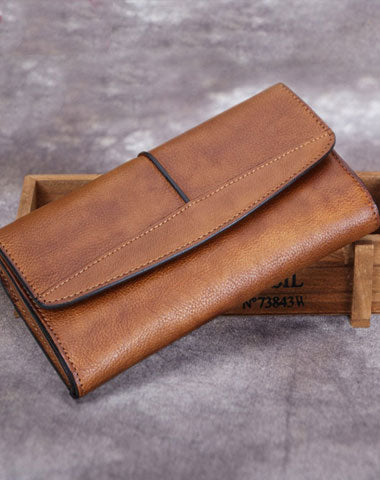 Genuine Leather Wallet Cards Wallet Long Wallet Trifold Wallet Purse For Men Women - EverHandmade