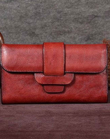 Vintage Women Leather Wallet Long Wallets Long Wallet For Women - EverHandmade