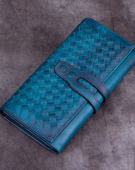 Genuine Leather Wallet Long Wallet Woven Wallet Purse For Men Women - EverHandmade