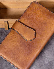 Genuine Leather Wallet Folded Long Wallet Vintage Wallet Purse Clutch For Women - EverHandmade