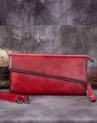 Genuine Leather Clutch Vintage Wristlet Wallet Crossbody Bag Shoulder Bag Handbag Purse For Women - EverHandmade