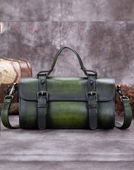 Vintage Leather Barrel Handbag Purse Shoulder Bag Crossbody Bag Purse For Women - EverHandmade