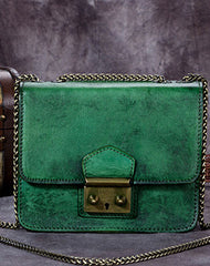 Genuine Leather Handbag Vintage Cube Crossbody Bag Shoulder Bag Clutch Purse For Women