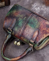 Genuine Leather Handbag Vintage Bag Shoulder Bag Crossbody Bag Clutch Purse For Women - EverHandmade