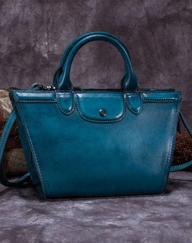 Genuine Leather Handbag Vintage Mini Tote Bag Shoulder Bag Crossbody Bag Purse For Women - EverHandmade