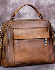 Genuine Leather Handbag Vintage Crossbody Bag Shoulder Bag Purse For Women - EverHandmade