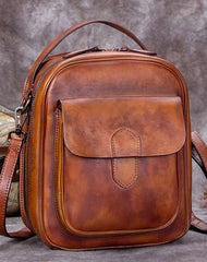 Cool Vintage Leather Mens Small Messenger Bag Shoulder Bag For Men - EverHandmade