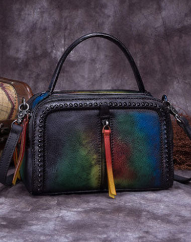 Vintage Leather Handbag Tassel Shoulder Bag Crossbody Bag Purses For Women - EverHandmade