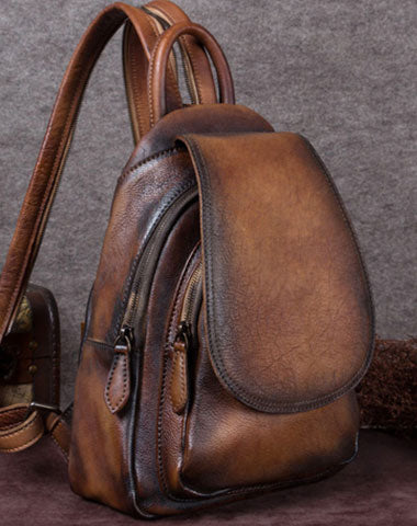 Vintage Womens Leather Backpack School Backpack Purse Small Backpack For Women - EverHandmade