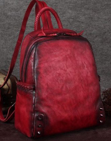 Genuine handmade Leather backpack bag shoulder bag girls women leather purse