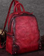 Genuine handmade Leather backpack bag shoulder bag girls women leather purse - EverHandmade