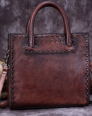 Genuine Leather Handbag Vintage Handmade Shoulder Bag Crossbody Bag Purse For Women - EverHandmade