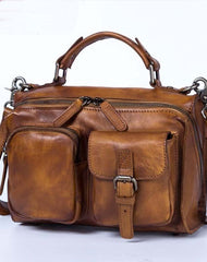 Genuine Leather Handbag Vintage Messenger Bag Crossbody Bag Shoulder Bag Purse For Women - EverHandmade