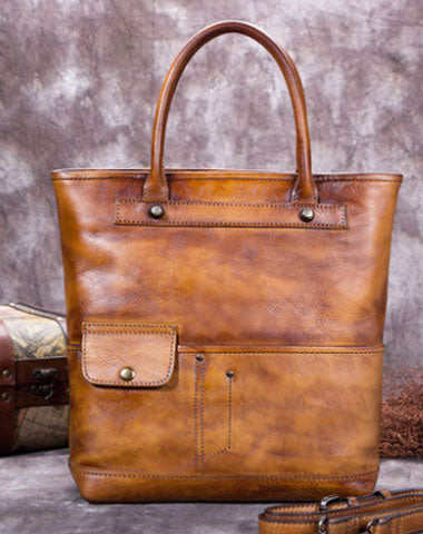 Genuine Leather Handbag Vintage Tote Bag Crossbody Bag Shoulder Bag Purse For Women - EverHandmade