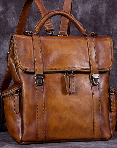 Vintage Handmade Womens Leather Backpack Bag Fashion Backpack Purse For Women - EverHandmade