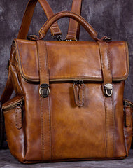 Vintage Handmade Womens Leather Backpack Bag Fashion Backpack Purse For Women - EverHandmade