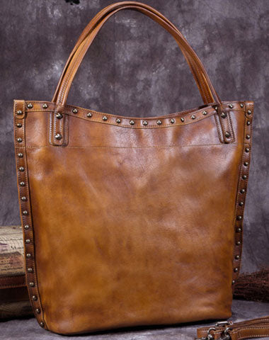 Genuine Leather Handbag Vintage Tote Bag Shoulder Bag Purse For Women - EverHandmade