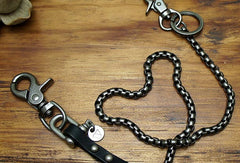 Handmade Motorcycle biker wallet chain black heavy coffee leather detachable