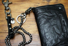 Handmade Motorcycle biker wallet chain black heavy coffee leather detachable
