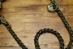 Handmade Motorcycle biker wallet chain black heavy coffee leather keychain - EverHandmade
