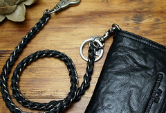 Handmade Motorcycle biker wallet chain black heavy coffee leather keychain - EverHandmade