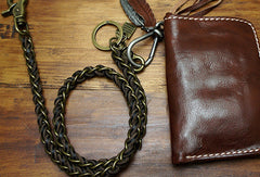 Handmade Motorcycle biker wallet chain black heavy coffee leather keychain - EverHandmade