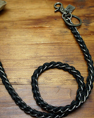 Handmade Motorcycle biker wallet chain black heavy coffee leather keychain - EverHandmade