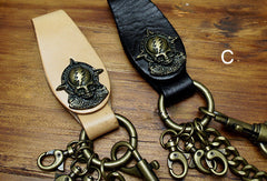 Handmade coffee biker wallet snake skin leather with chain Long wallet purse for men