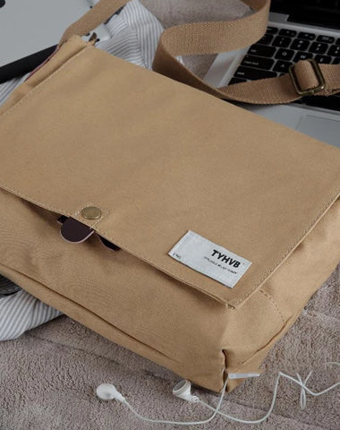 Cool Canvas Mens Side Bag 11'' Black Shoulder Bag College Bag Blue Messenger Bag for Men