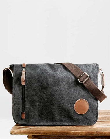 Cool Casual Canvas Womens Mens Side Bag 14'' Shoulder Bag Khaki Messenger Bag For Men