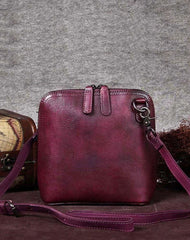 Purple Genuine Leather Womens Small Side Bag Shoulder Bag Square Crossbody Bags Purses for Ladies