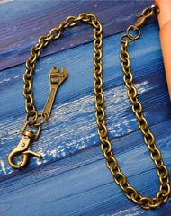 Badass Men's Gold Brass Spanner Wallet Chain Pants Chain Long Biker Wallet Chain For Men