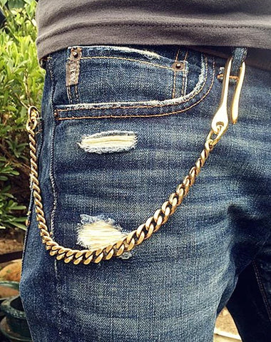 Solid Brass Cool Punk Rock Wallet Chains Biker Trucker Wallet Chain Trucker Wallet Chain for Men