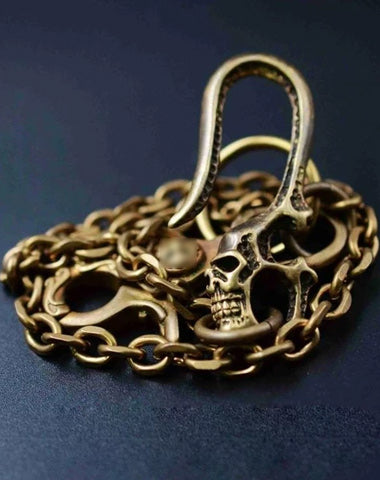 Solid Brass Cool Wallet Chain Biker Skull Wallet Chains Trucker Wallet Chains for Men
