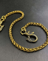 Cool Brass Chinese Dragon 18'' Pants Chain Wallet Chain Gold Motorcycle Wallet Chain for Men