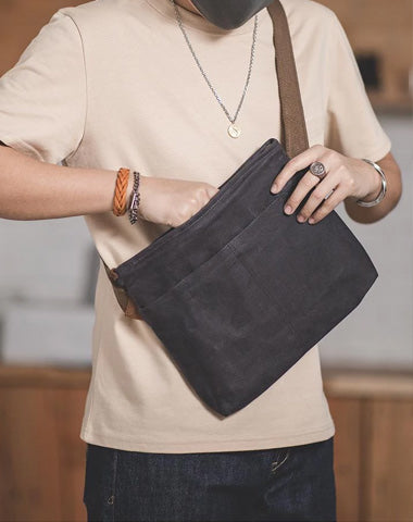 Cool Casual Canvas Men's Gray Side Bag Postman Bag Messenger Bag For Men