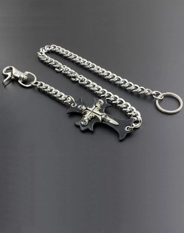 Solid Stainless Steel Cross Wallet Chain Cool Punk Rock Biker Trucker Wallet Chain Trucker Wallet Chain for Men