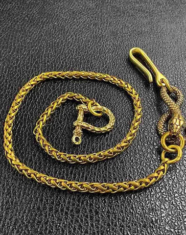 Cool Brass 18" Mens Python Snake Key Chain Pants Chain Wallet Chain Motorcycle Wallet Chain for Men