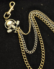 Badass Men's Brass Ghost Skull Triple Long Wallet Chain Pants Chain Biker Wallet Chain For Men